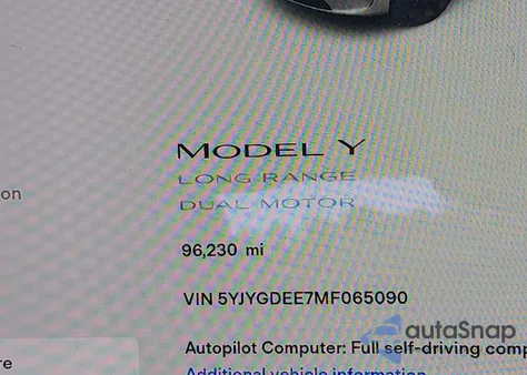 2021 Tesla Model Y Long Range Dual Motor All-Wheel Drive from USA, damaged, VIN 5YJYGDEE7MF065090